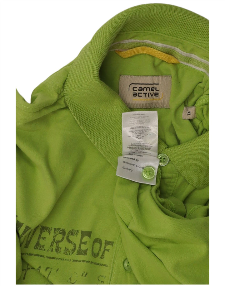 Camel Active pentru bărbați, tricou polo grafic XL, bumbac verde
