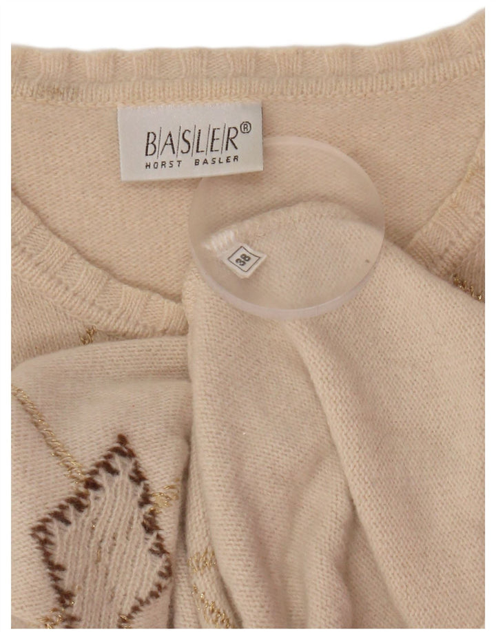 BASLER Womens Boat Neck Jumper Sweater EU 38 Medium Beige Argyle/Diamond