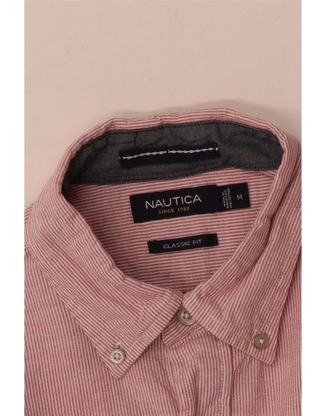 Cămașă pentru bărbați Nautica Classic Fit, bumbac cu dungi roșii medii