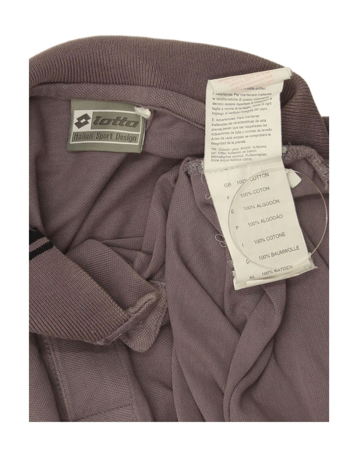 Tricou polo pentru bărbați Lotto cu mânecă lungă, bumbac gri mic