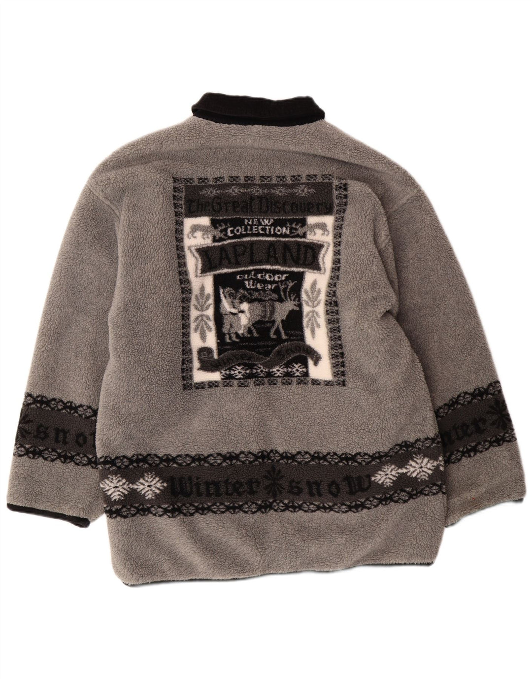 VINTAGE Jachetă pentru bărbați cu grafică reversabilă din lână UK 38 Medium Gri Fair Isle