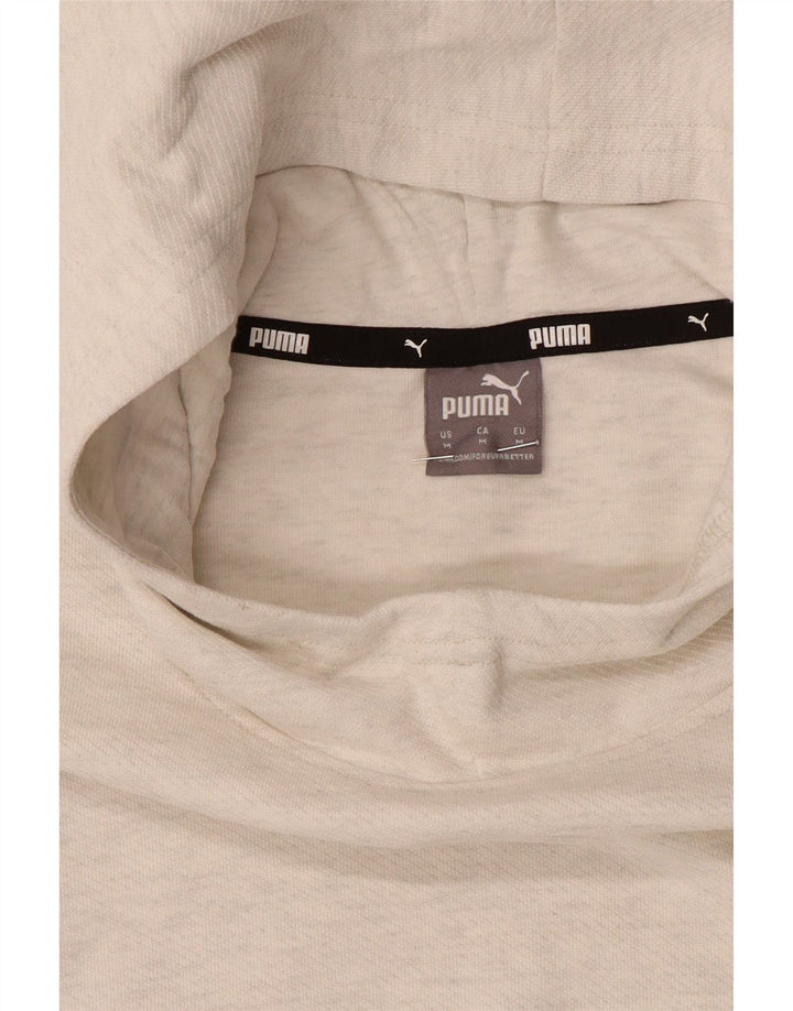Puma Crop Hoodie Jumper pentru femei UK 14 Medium Off White