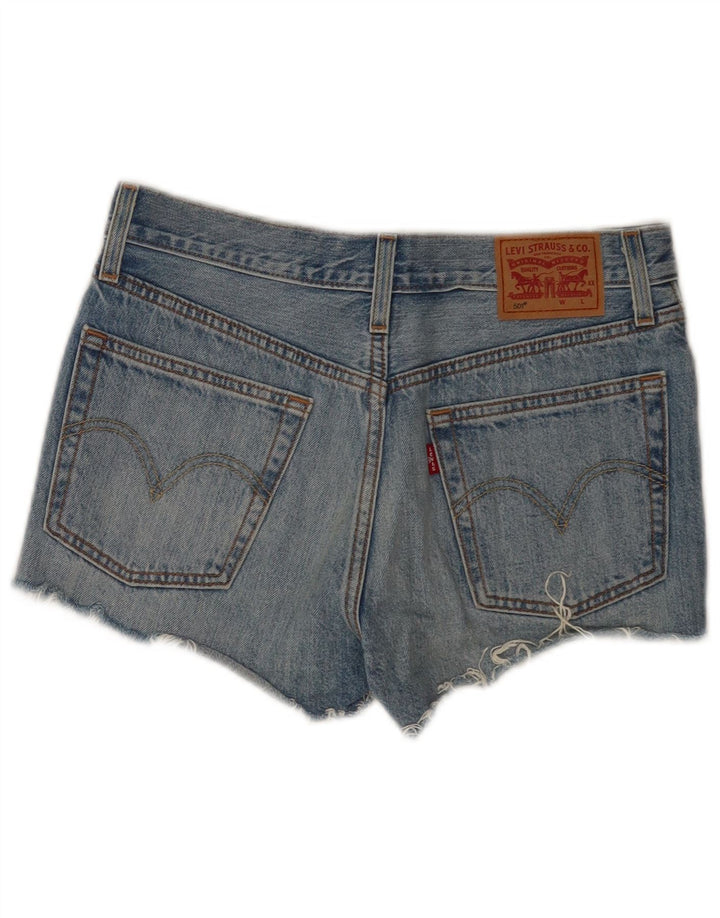 Pantaloni scurți Levi's 501 din denim distressed W26 Small Blue Bumbac