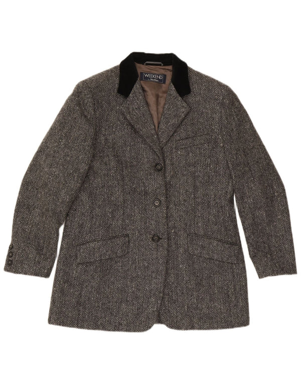 Sacou blazer pentru femei de weekend cu 3 nasturi Max Mara UK 16, mare, gri, oase
