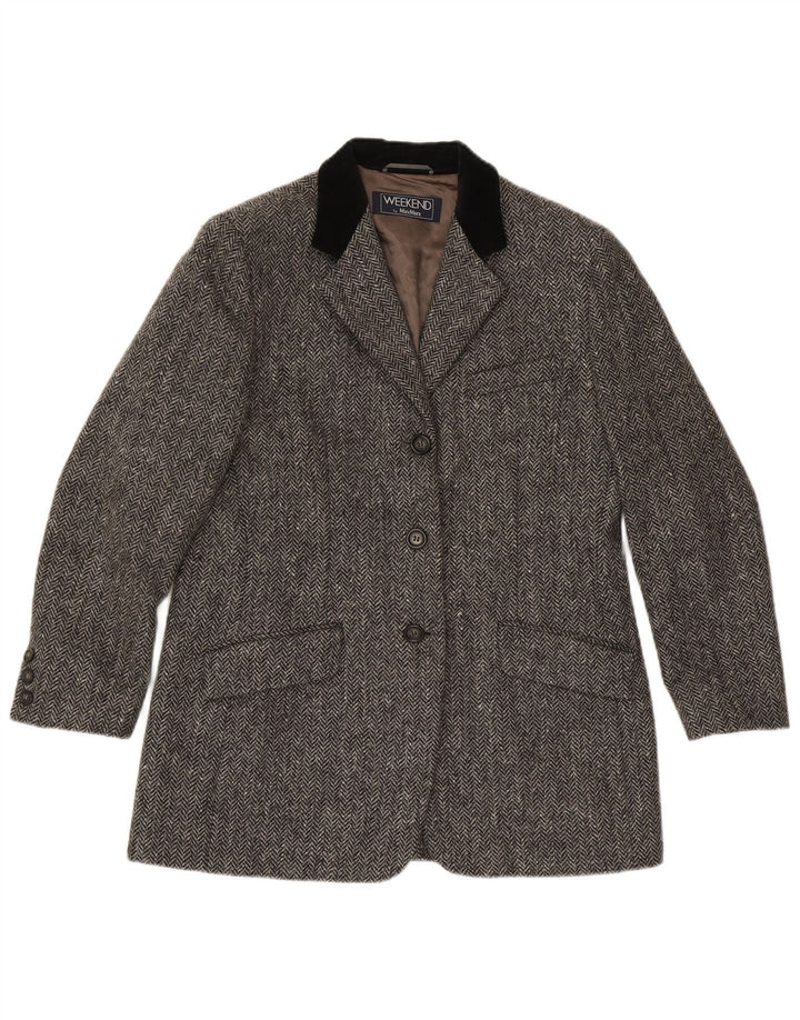 Sacou blazer pentru femei de weekend cu 3 nasturi Max Mara UK 16, mare, gri, oase