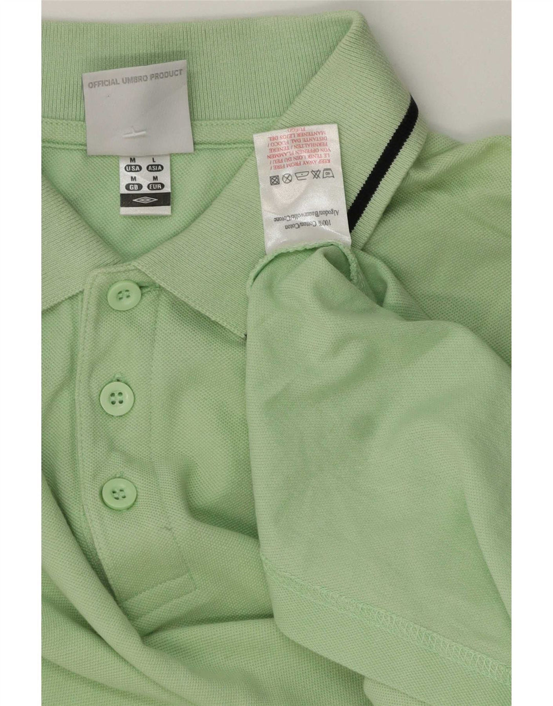 Cămașă polo Umbro pentru bărbați, bumbac cu dungi verzi medii