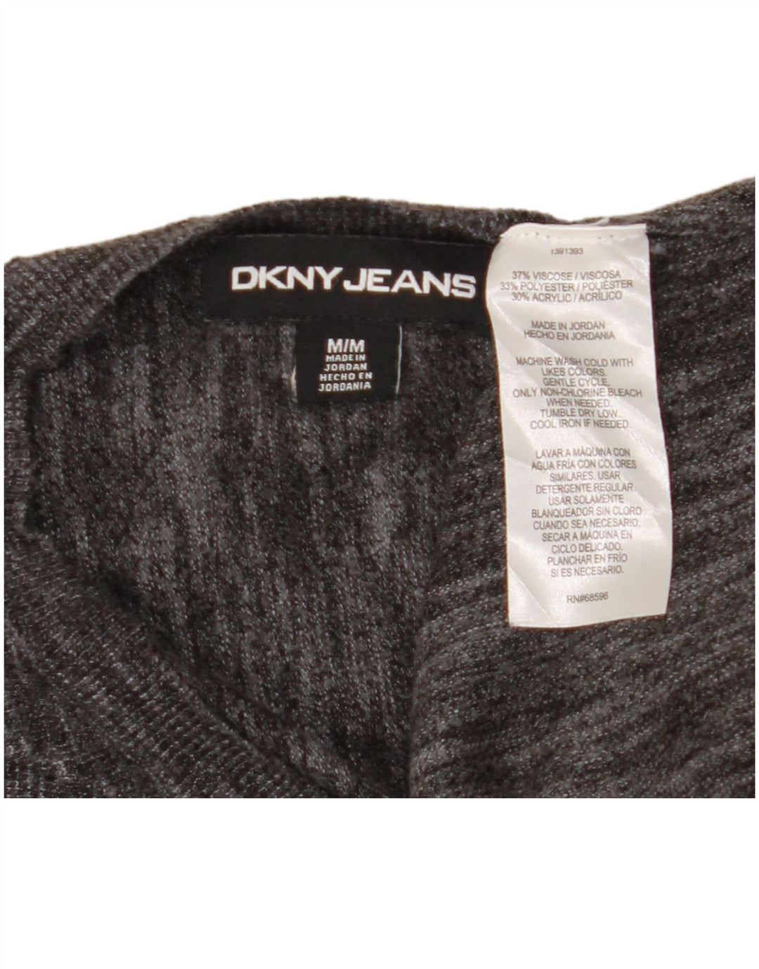 Pulover Dkny pentru femei, cu mânecă scurtă, cu decolteu, viscoză, gri mediu