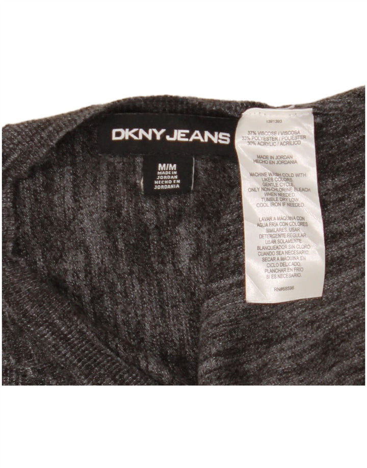 Pulover Dkny pentru femei, cu mânecă scurtă, cu decolteu, viscoză, gri mediu