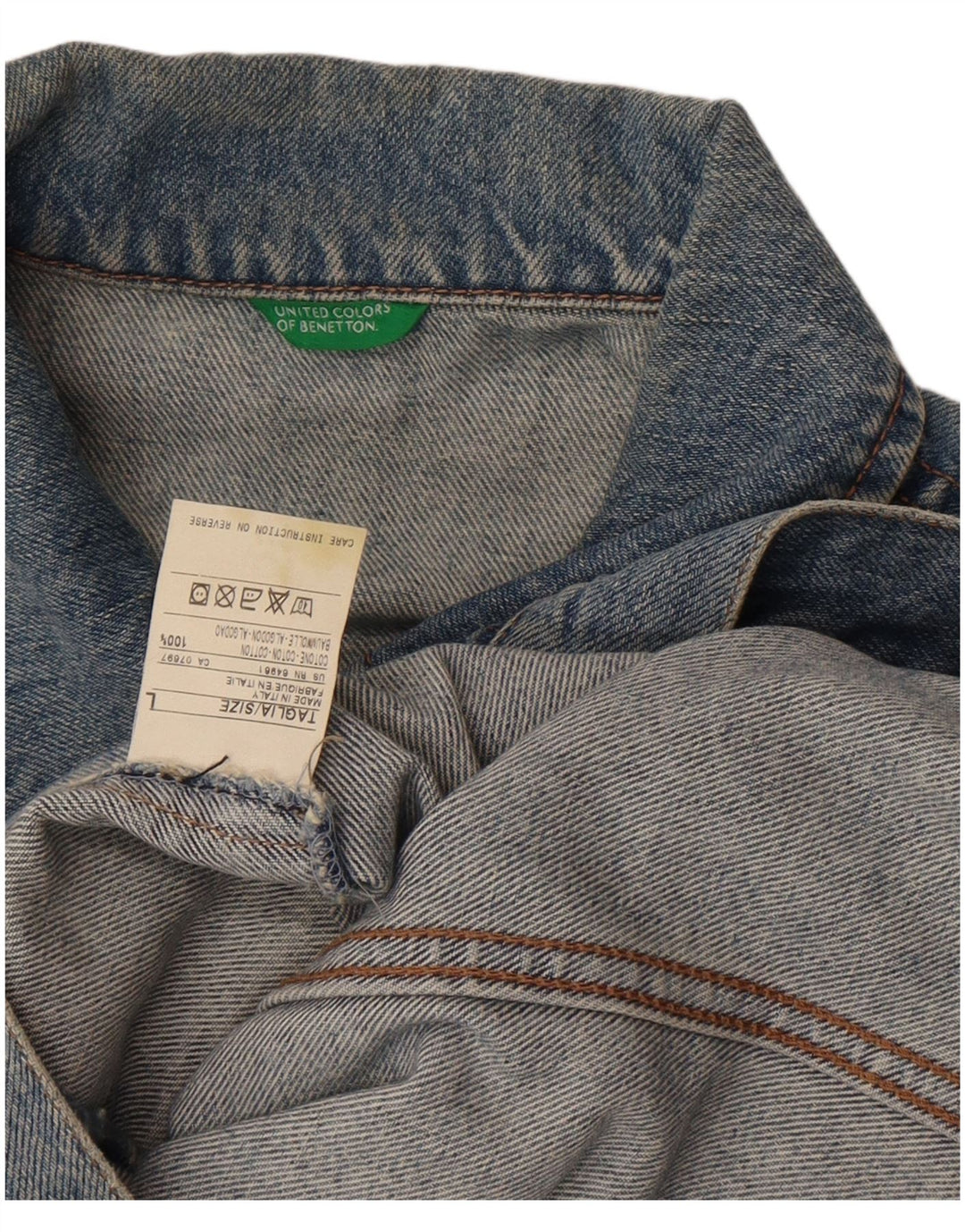 Jachetă de blugi pentru femei Benetton UK 14, mare, albastru, bumbac