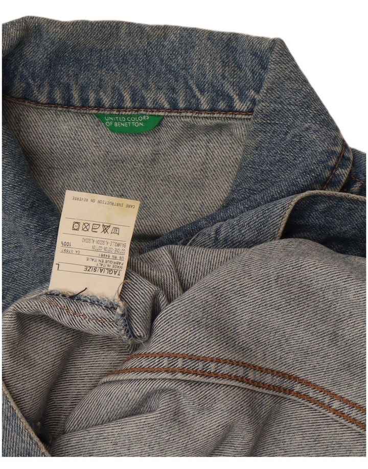 Jachetă de blugi pentru femei Benetton UK 14, mare, albastru, bumbac