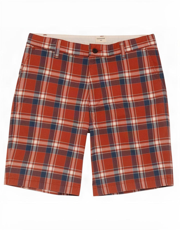 Pantaloni scurți chino Dockers pentru bărbați W34, bumbac cu carouri roșii mari