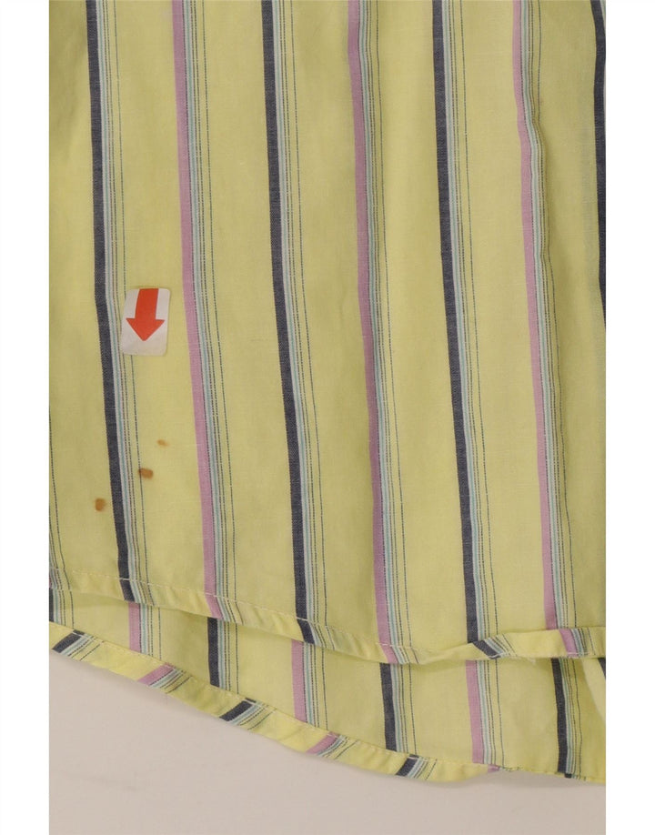VINTAGE Mens Short Sleeve Shirt XL Yellow Striped Vintage Vintage and Second-Hand Vintage from Messina Hembry 