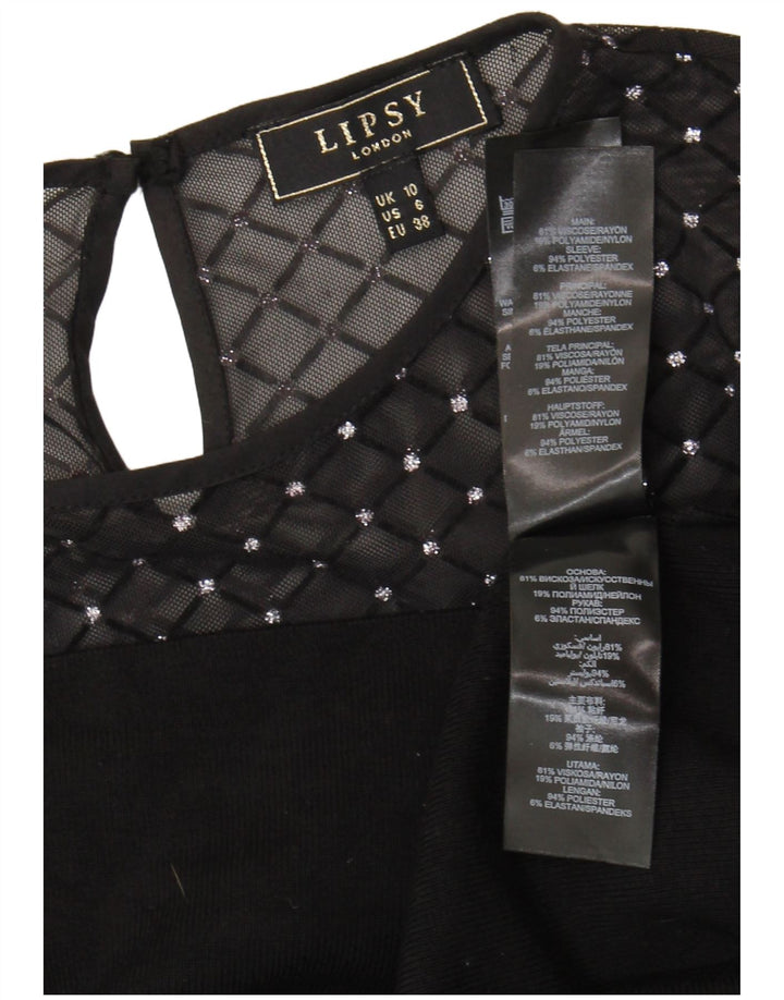 Bluză cu mânecă lungă pentru femei Lipsy Top UK 10 Small Black Viscose