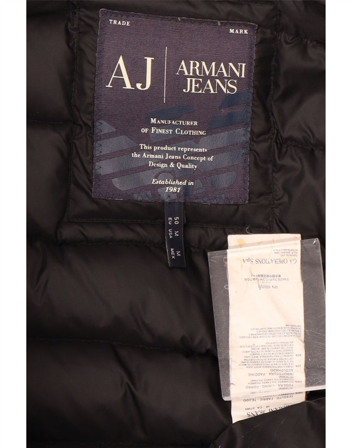 Jachetă căptușită cu glugă pentru femei ARMANI JEANS UK 14 Poliamidă neagră medie