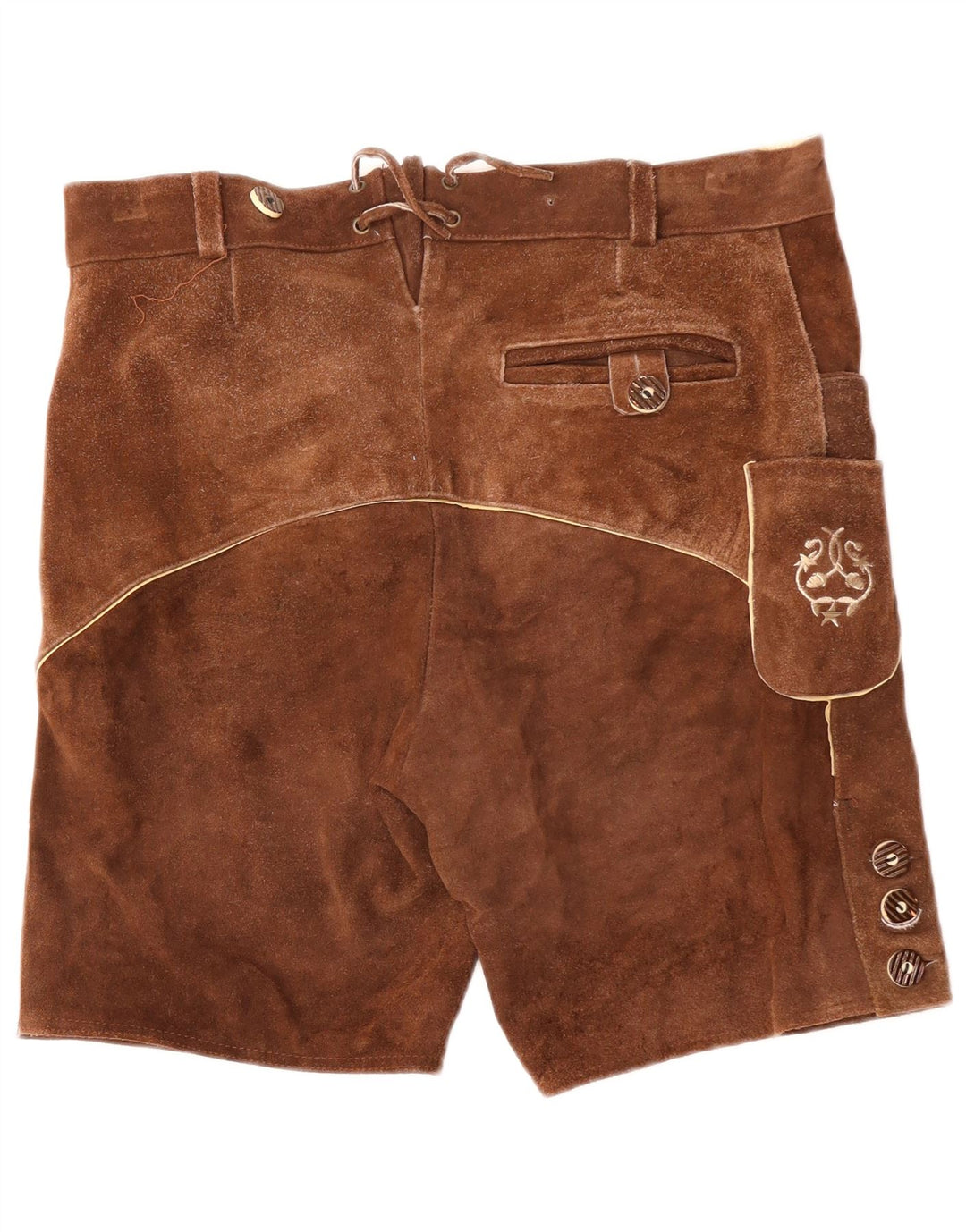 Pantaloni scurti din piele intoarsa pentru femei VINTAGE IT 50 XL W38 piele maro cachetele