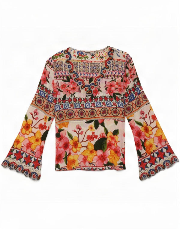 Bluză cu mânecă lungă pentru femei Desigual UK 8, mic, multicoloră, florală