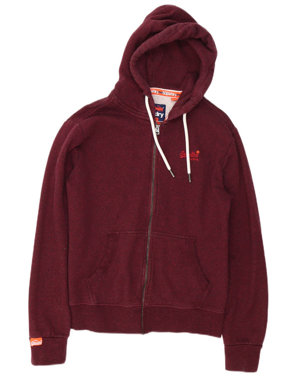 Pulover Superdry pentru bărbați, cu fermoar, bumbac cu pete de culoare burgundă