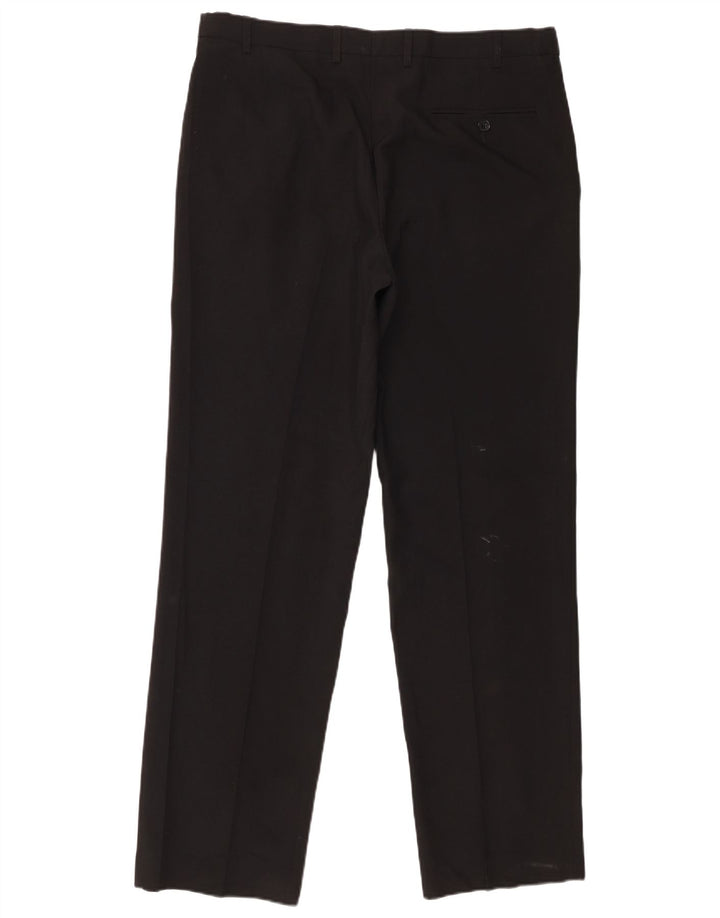 Pantaloni de costum pentru bărbați Marks & Spencer, cu ajustare normală, L36 L31, poliester negru