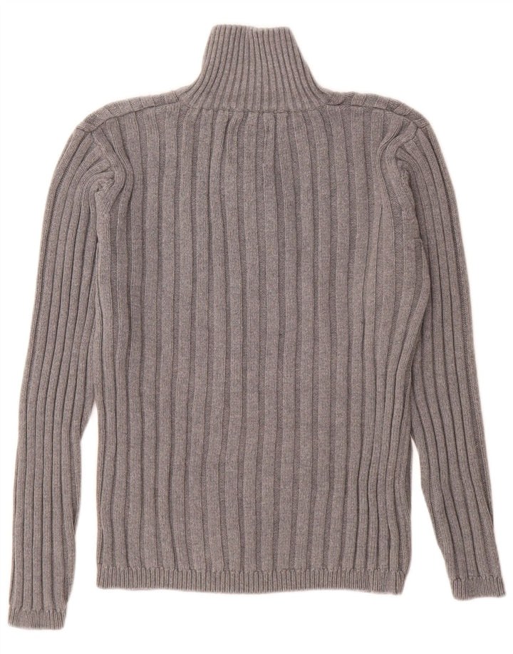 Jack & Jones Pulover pentru bărbați cu gât cu nasturi, bumbac mic, gri