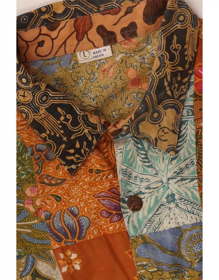 Camasă pentru bărbați de epocă, mare, multicolor, mozaic, bumbac