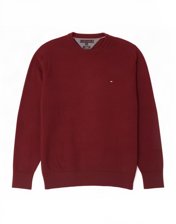 Pulover Tommy Hilfiger pentru bărbați, cu gât crew, bumbac maro mediu