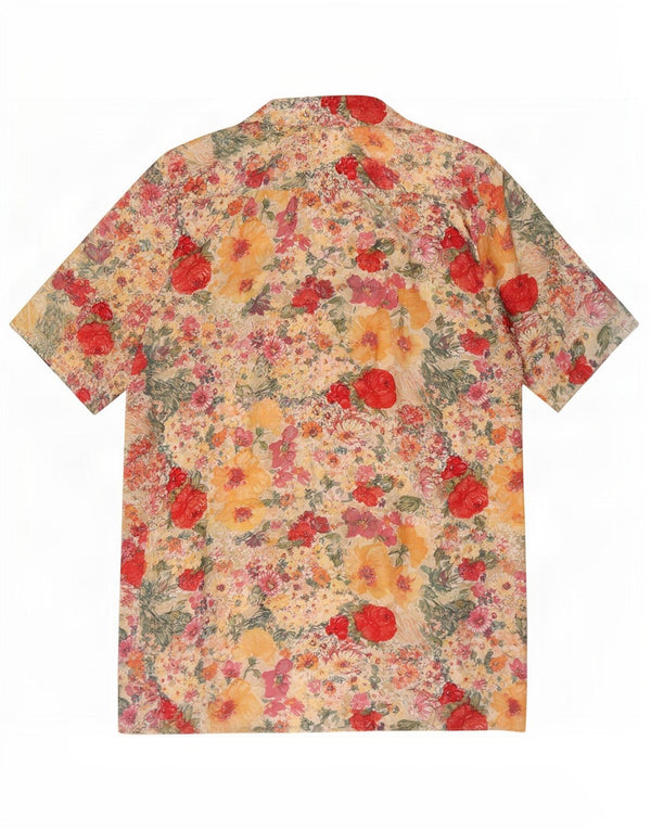 Bluză vintage cămașă cu mânecă scurtă pentru femei UK 16 mare, multicoloră, florală