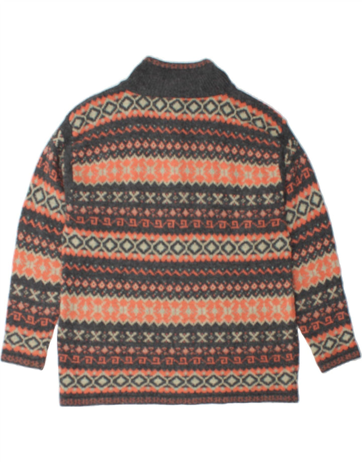 VINTAGE Womens Button Neck Jumper Sweater UK 16 Large Orange Geometric Vintage Vintage and Second-Hand Vintage from Messina Hembry 