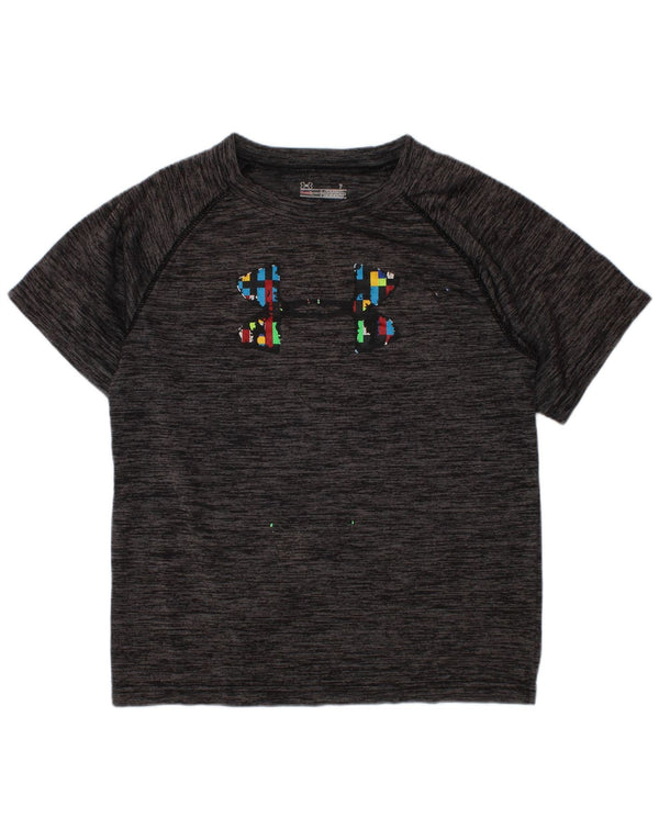 Under Armour Boys Heat Gear Graphic T-Shirt Top 6-7 Years Grey Flecked
