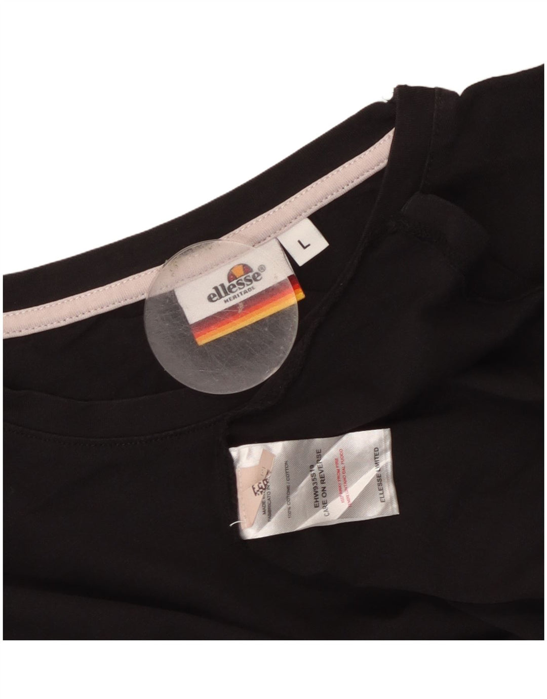Tricou Heritage pentru femei ELLESSE Top UK 14, mare, negru, bumbac