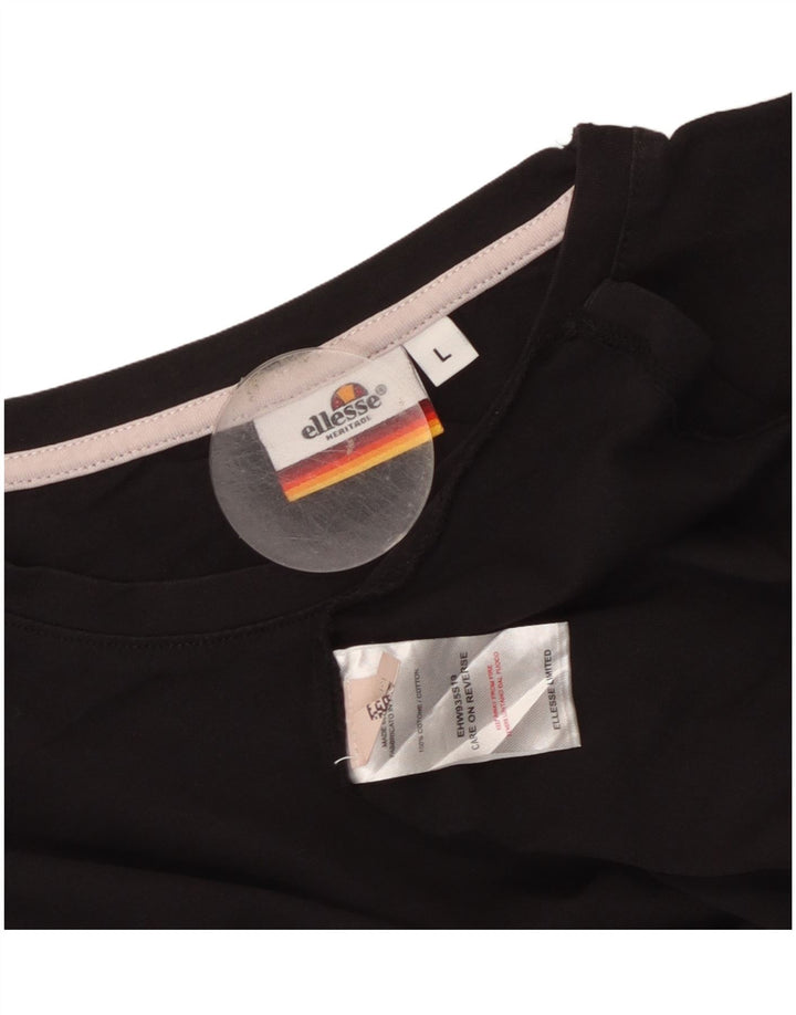 Tricou Heritage pentru femei ELLESSE Top UK 14, mare, negru, bumbac