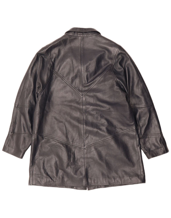 Jachetă de piele vintage pentru femei UK 14 Medium Black Leather