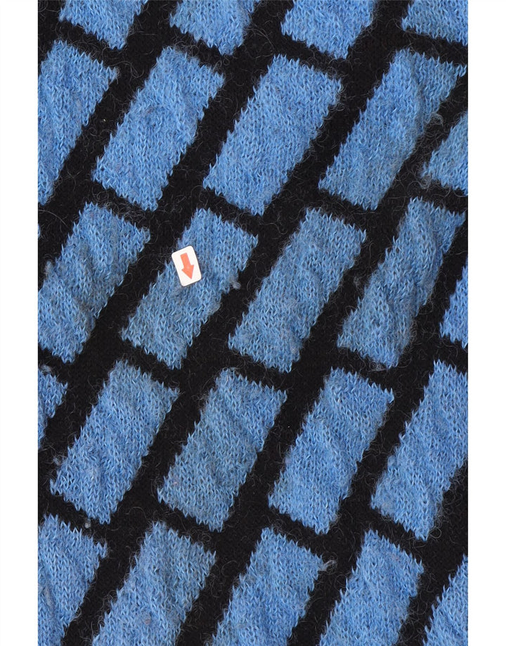 Pulover cardigan supradimensionat cu paragate vintage pentru femei UK 14 Medium Blue Check