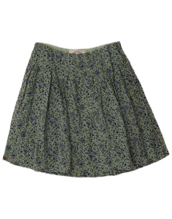 Fusta plisată pentru femei Fat Face UK 8 Small W28 Green Floral Viscose