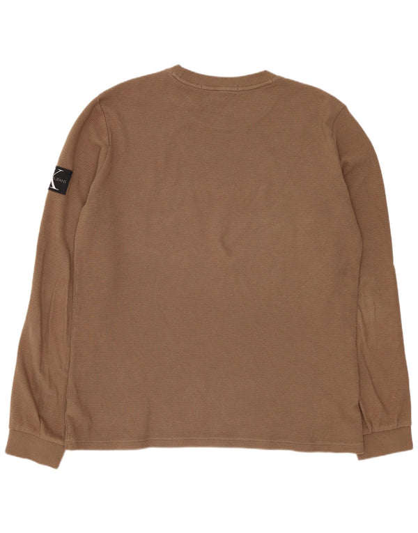 Calvin Klein Top pentru bărbați cu mânecă lungă 2XL, bumbac maro