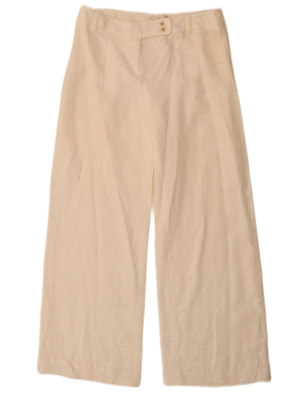 Pantaloni de costum vintage pentru femei cu talie înaltă UK 14 Large W30 L30 Off White