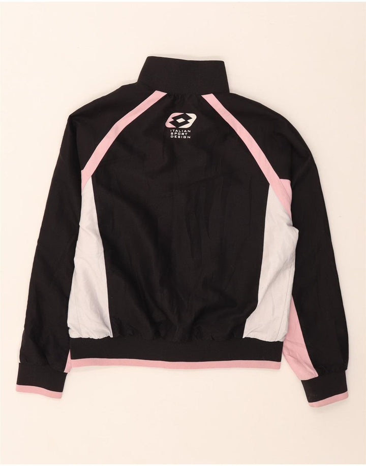 Jachetă de top pentru trening grafic Lotto pentru femei UK 10 Small Black Colorblock