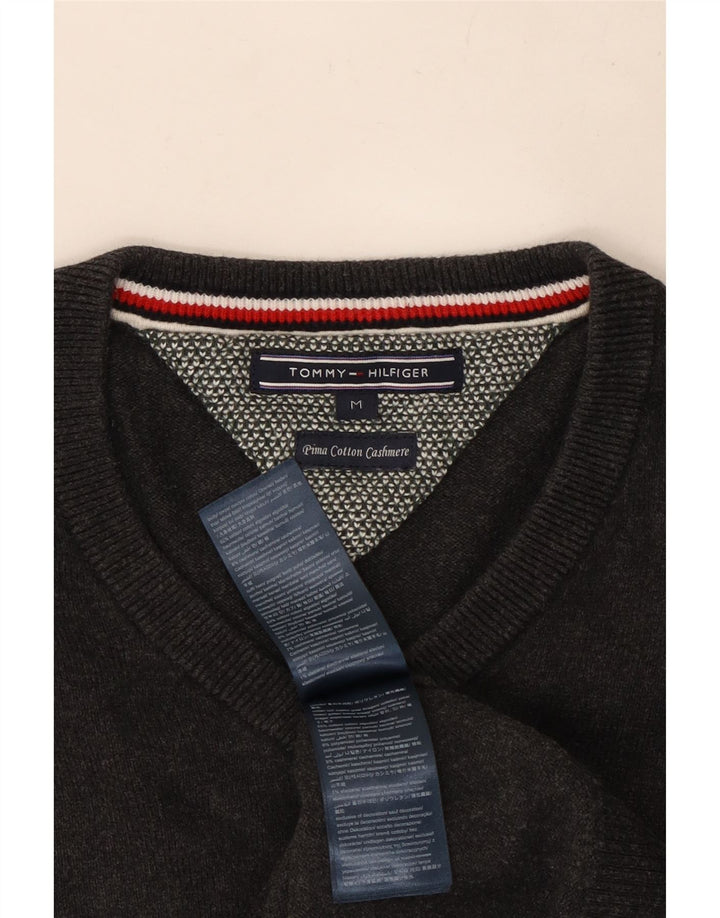 Pulover Tommy Hilfiger pentru bărbați, cu decolteu în V, bumbac, gri mediu