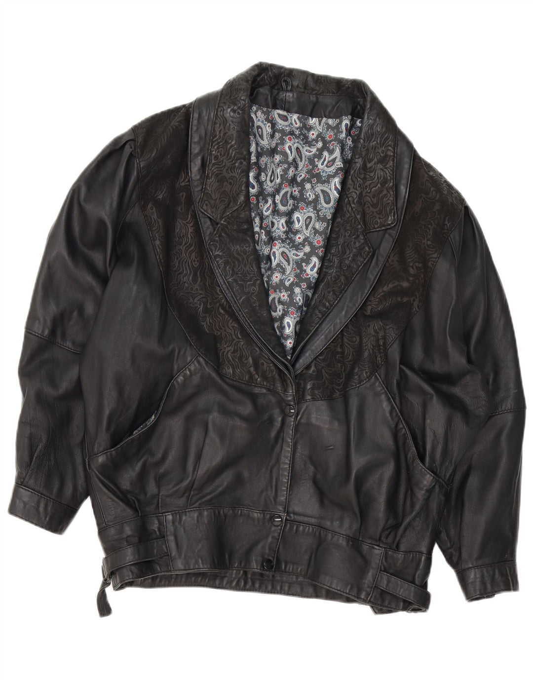 Jachetă de piele pentru femei VINTAGE UK 18 XL Negru Paisley