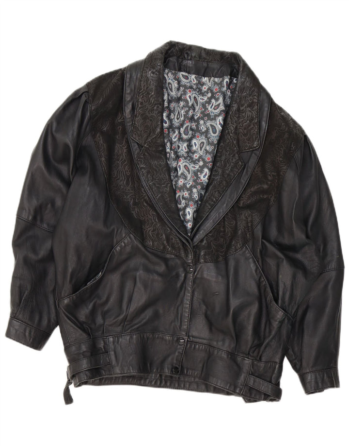 Jachetă de piele pentru femei VINTAGE UK 18 XL Negru Paisley
