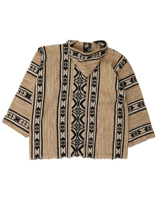 Cardigan vintage cu glugă pentru femei UK 20 2XL Bej Fair Isle
