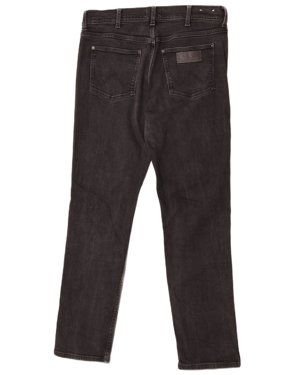 Blugi drepți Wrangler Greensboro pentru bărbați W34 L34, bumbac negru