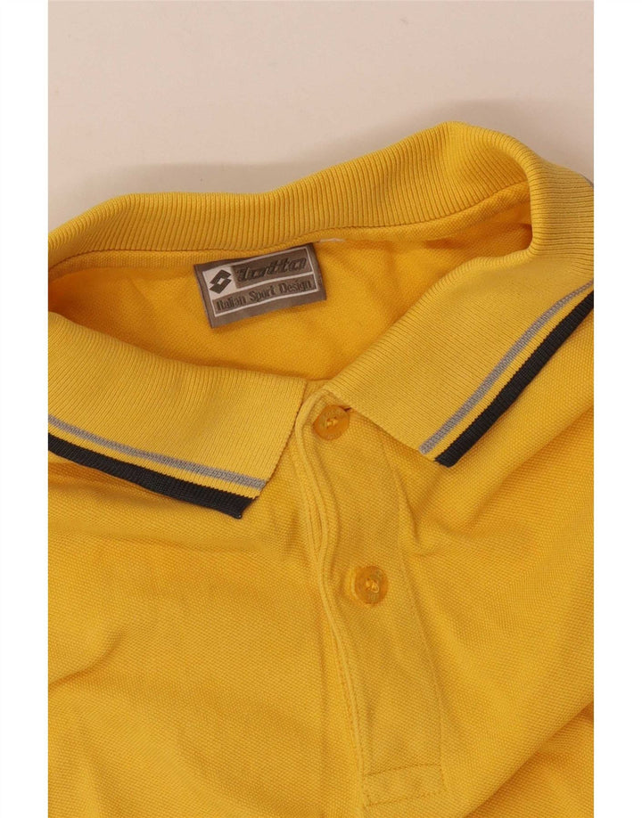 Tricou polo pentru bărbați Lotto în dungi galbene medii