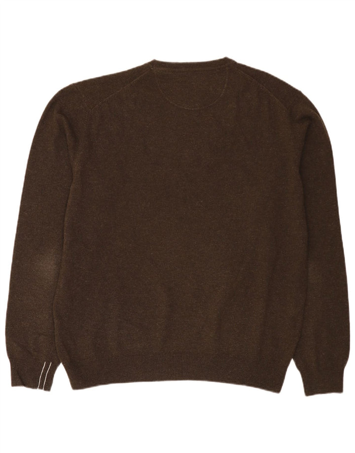 Pulover Marlboro Classics pentru bărbați, cu gât crew, XL, lână maro