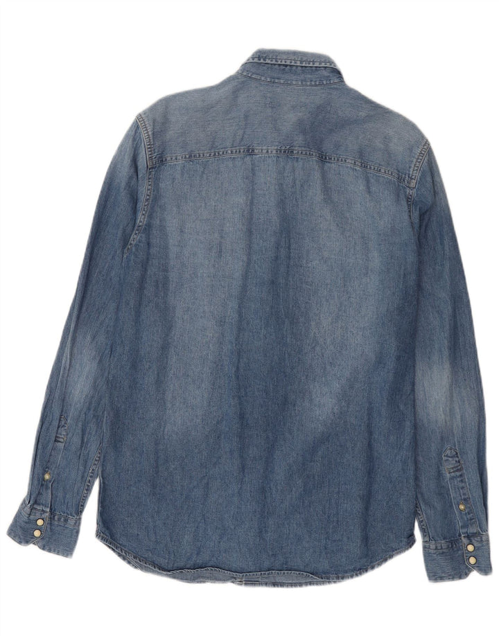 Cămașă Jack & Jones pentru bărbați din denim, bumbac albastru mediu