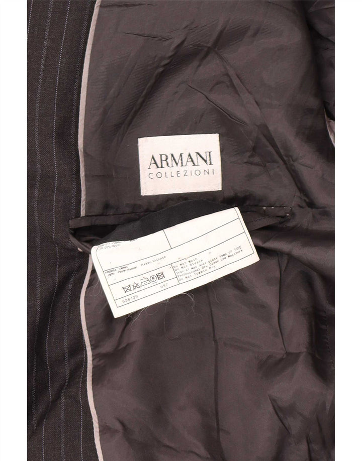 Jachetă pentru bărbați Armani Collezioni cu 2 nasturi IT 52 XL Lână cu dungi gri