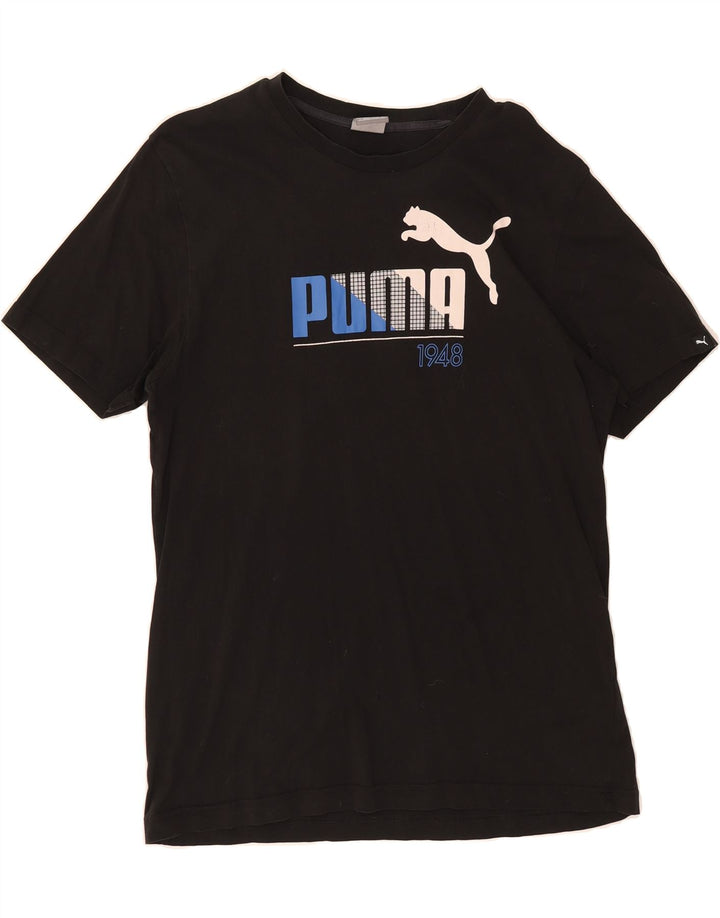 PUMA Mens Graphic T-Shirt Top Large Black Cotton Vintage Puma and Second-Hand Puma from Messina Hembry 