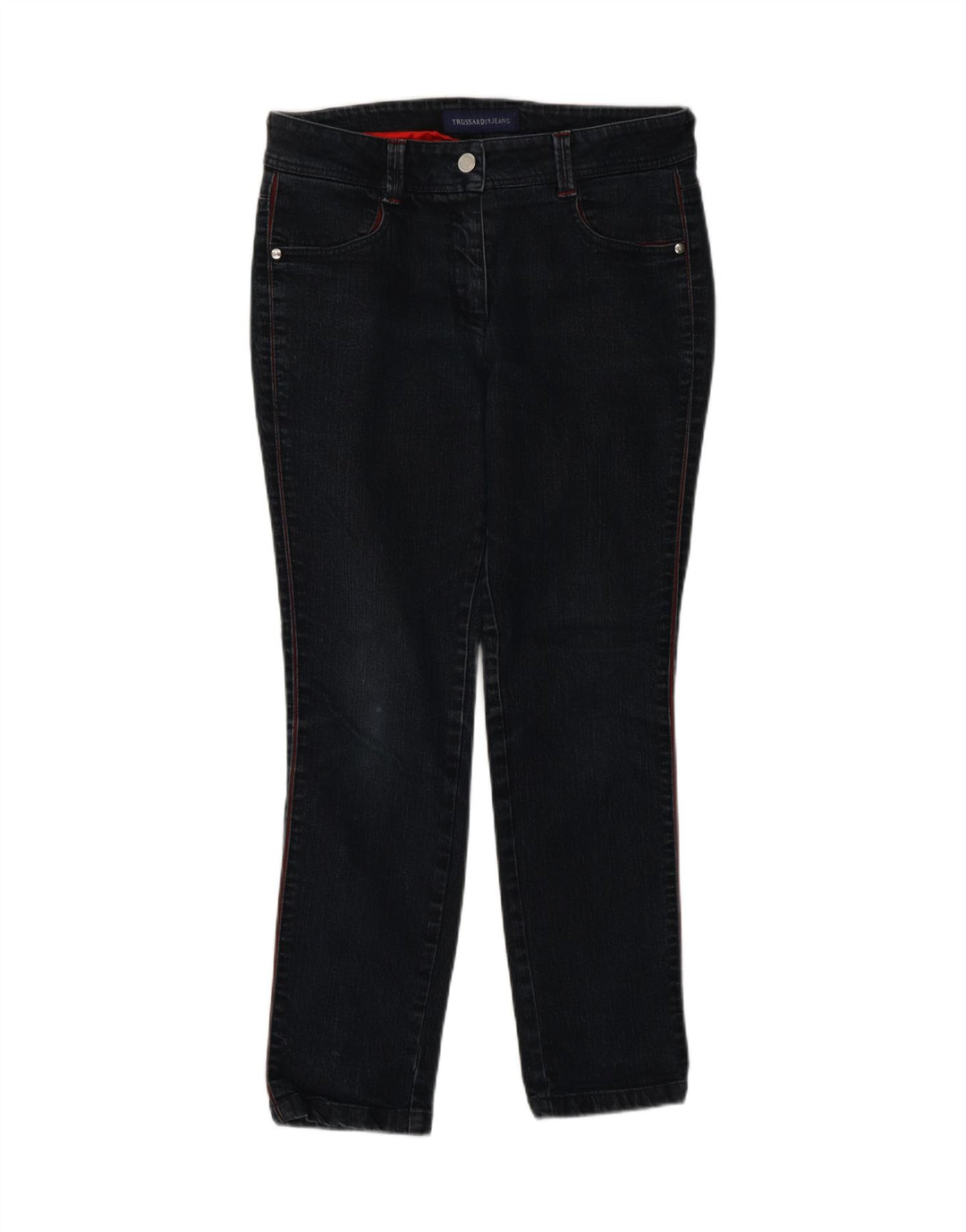 TRUSSARDI Womens Slim Jeans IT 42 Medium W28 L27 Navy Blue Vintage Trussardi and Second-Hand Trussardi from Messina Hembry 