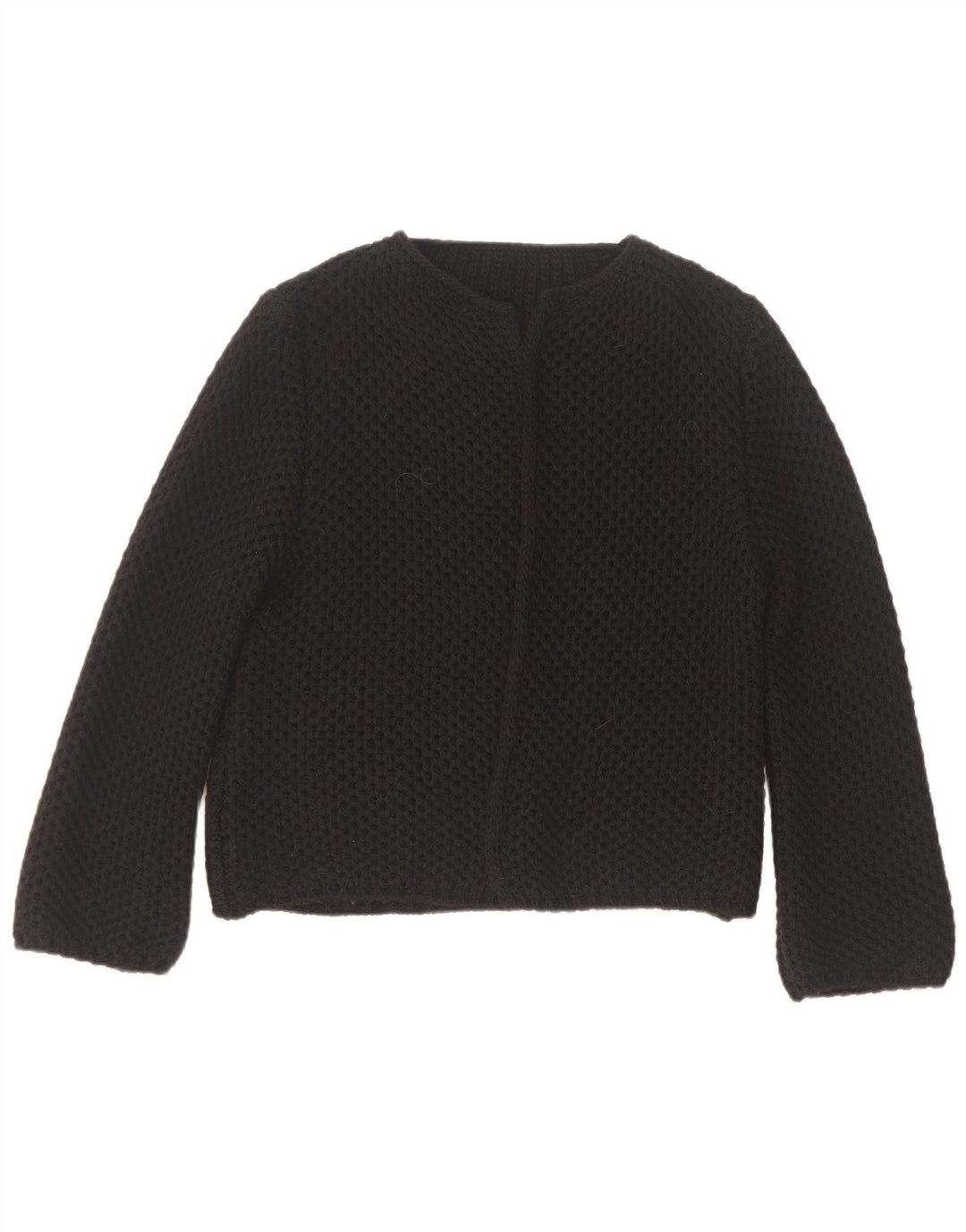 Pulover cardigan deschis pentru femei Vintage UK 14 Medium Black Acrilic