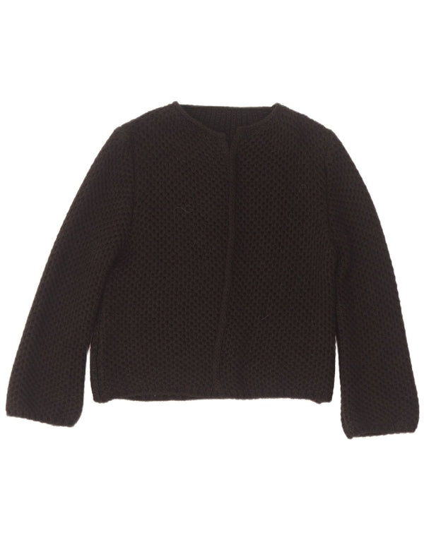 Pulover cardigan deschis pentru femei Vintage UK 14 Medium Black Acrilic
