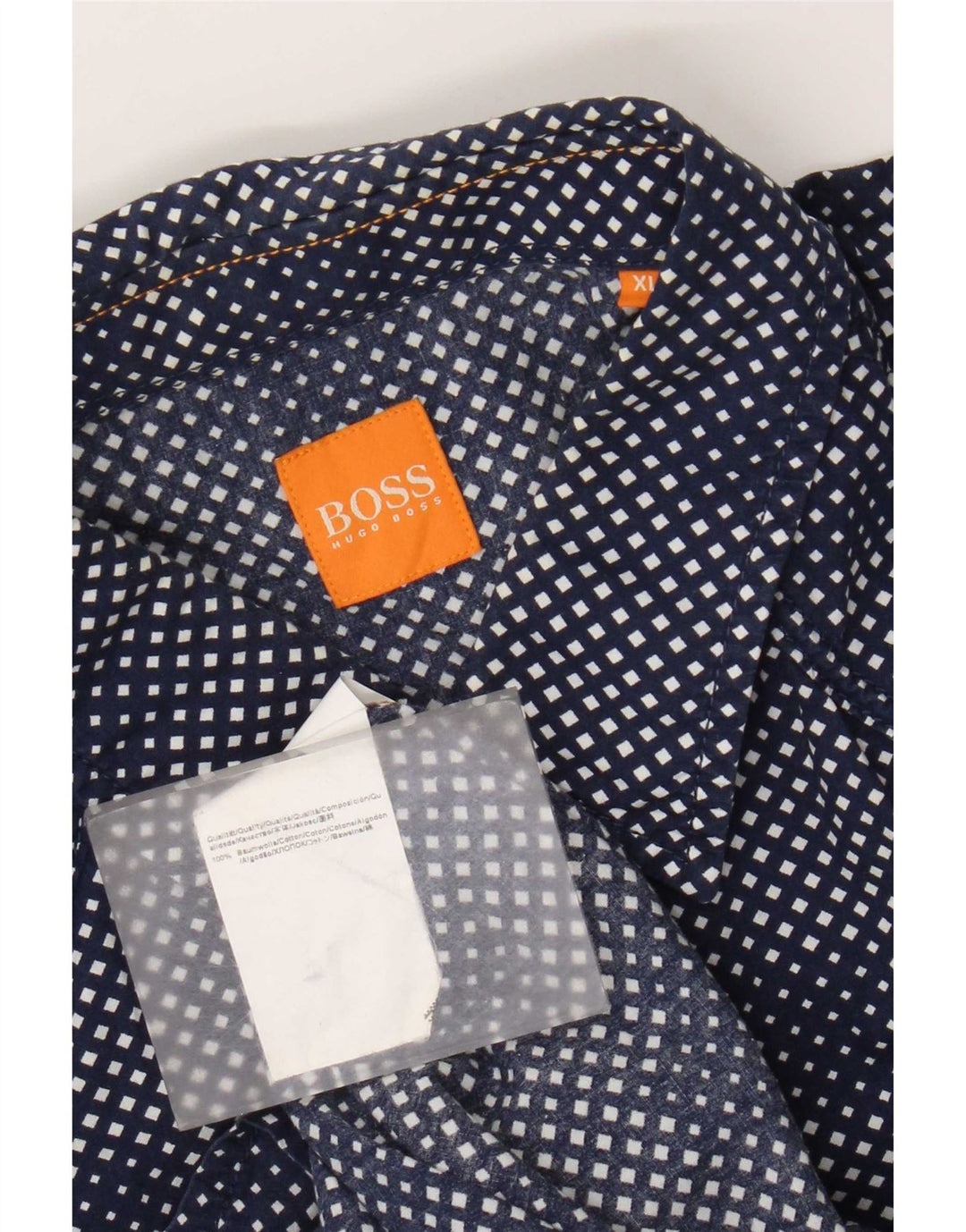 Cămașă pentru bărbați Hugo Boss XL, bumbac geometric, albastru marine